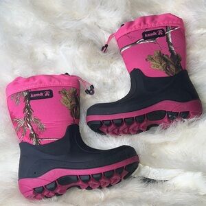 Kamik Hot Pink Stormin 2 Camo Kids Girls  Rubber Winter Snow Boots Rain water 12